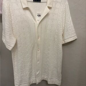 Abercrombie & Fitch Cream Knit Polo